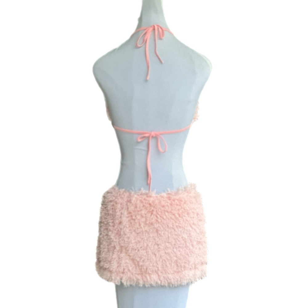SHEIN ICON Tie Backless Fuzzy Halter Top and Bodycon Skort Size M New EU… - Picture 7 of 8